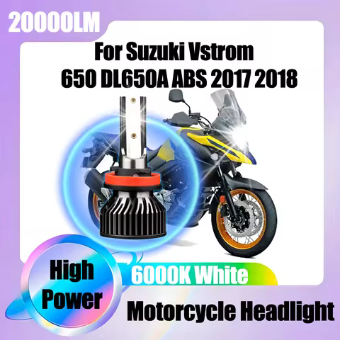 1CPS Plug and Play H11 H8 H9 Motorcycle LED Headlight 6000K White 20000LM Moto Lamp For Suzuki Vstro