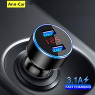 【Ann-Car】Car Charger 12v 24v Fast Charger usb Charger With 2 Port LED Display 12-24V Fast Charging Mobile Phone Charger