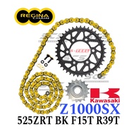 REGINA Sprocket Set Kawasaki Z1000SX 525 ZRT Ring Gold Chain Rantai Spoket ZRING Motor F15T R39T NIN
