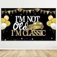 7x5ft I'm Not Old I'm Classic Photography Backdrop Black Gold Funny Classic Car Happy Birthday Backd