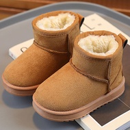Winter Plush Snow Boots For Kids PU leather Thick Warm Cotton Shoes Little Boy's Girl's Faux Fur Boo