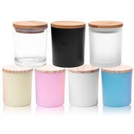 EMPTY Colourful Luxury Candle Glass Jar With Wooden Lid / Cylindrical Candle Jars with Lid / Bekas Lilin Kaca