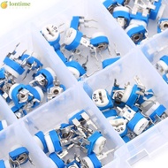 LONTIME 100PCS Variable Resistor, Blue&White Film Type Potentiometer, With Plastic Box 500ohm-1M ohm