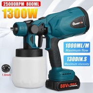 1300W Cordless Electric Spray Gun HighPower Paint Sprayer Flow Control Airbrush with 3 Nozzle for Makita 18V Battery