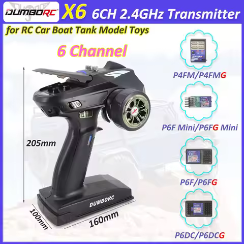 DumboRC 2.4G X6 6CH Transmitter Remote Control P6FG/P6DC/P6DCG/P4FMG Gyro Receiver 12LED Light for R