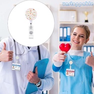 Un* Flower Badge Holder Retractable Badge Holder with Metal Clip ABS Badge Holder