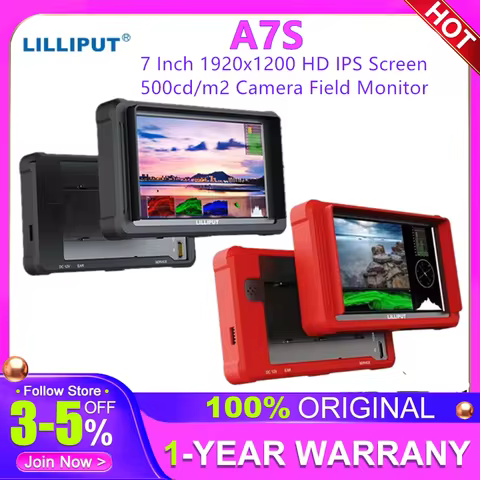 LILLIPUT A7S 7 Inch 1920x1200 HD IPS Screen 500cd/m2 Camera Field Monitor 4K HD-MI Input Output Vide