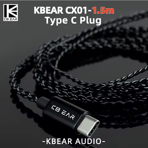 KBEAR CX01 1.5m type-C plug Upgrade Cable OFC HIFI Sound for Phone 2PIN QDC/2PIN 0.78mm/2PIN TFZ