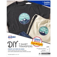 Avery Fabric Transfer / T-Shirt Transfer DIY Iron On 8.5"X11" 3279 (For Dark Clothing / Fabric) For 