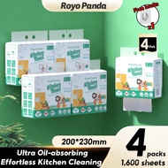 [4 Pcs] RoyoPanda Tuala Dapur Gantung Kitchen Tissue, Free 1 Hooks, 400 Sheets, Oil Absorbent Kertas