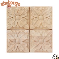 ABEBONGOTF 4pcs Rubber Wood Carving, 2.4x2.4 Inch Rubber Wood Antique Wood Applique, Classic Wood Cr