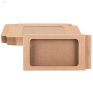 20pc Foldable Creative Kraft Paper Box Wedding Favor Boxes Favour Box Paper Gift Box with PVC Clear Window Rectangle BurlyWood 17.5x9x1.5cm