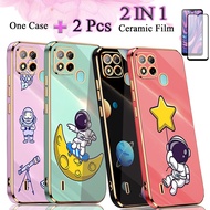 2 IN 1 ITEL A57 A57 Pro A611W Straight Edge Electroplated Phone Case ITEL A57 A57 Pro Phone Case Cartoon Painted Phone Case With Curved Tempered Film