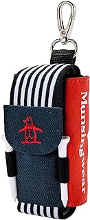 Munsingwear MQBXJX62 NV00 Ball Holder, 2 Balls, 2 Tees, Striped Pattern, Golf, NV00 (navy), One Size