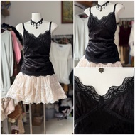 [2hand_thrift] Japanese velvet lace tank top L bust 86-98 length 54