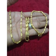 Necklace set+Bracelet Bamboo motif Light Gold Necklace Weight 7.5gram Bracelet Weight 3.8gram