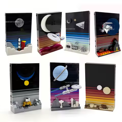 MOC Movie Scene Space Star Treked Postcard Building Blocks Ideas Sets Tatoine Airplane Movie Collect