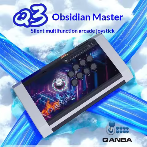 QANBA Q3 Obsidian Arcade Stick, Gravity KS Silent, Multi-Platform PC Android, DIY Panel, for Fightin
