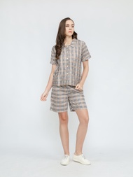 Emily Set Katun - Setelan Baju dan Celana Pendek Wanita Motif Kotak