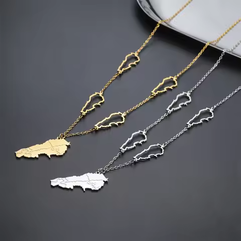 EUEAVAN Fashion Lebanon Map Necklaces Stainless Steel Lebanese National Geographic Combination Neckl