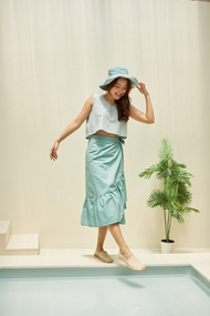 กระโปรงยาวชายระบาย Something Simple รุ่น KAOTANG Ruffle design midi wrap skirt  wrap skirt