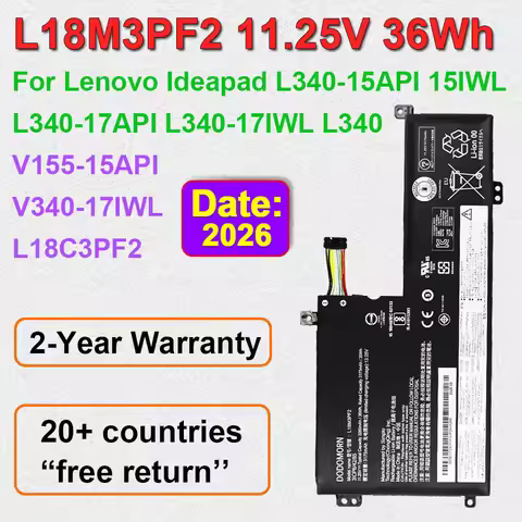 DODOMORN Laptop Battery L18M3PF2 L18C3PF2 For IdeaPad L340 L340-17API L340-17IWL L340-15API L340-15I