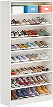 LITTLE TREE Shoe Cabinet, 9 Tier 45 Pairs Heavy Duty Wood Freestanding Shoe Storage Cabinet, 70.9" Tall Shoe Cabinet with Open Storage for Entryway, Pure White