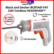 Black and Decker BCRTA01 FAT 3.6V Cordless HEXDRIVER™ Electric Screwdriver Furniture Assembly Tool w