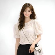 Women's Lace Crochet Blouse, Elegant 2 Layers, Easy to Coordinate, Office, C1118160