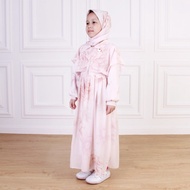 Dungdungkids Gamis Anak Novia Ceruty Motif Bunga Rompi Free Jilbab