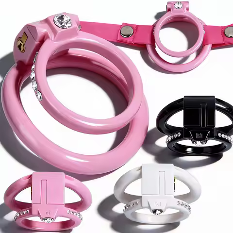 FRRK 2026 New Diamond Double Ring Chastity Cage BDSM Restraint Delayed Intimate Accessory For Adult 