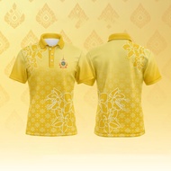 เสื้อโปโลผู้ชายใหม่เสื้อโปโลสีเหลือง (โลโก้ Royal Family 72nd Anniversary) เสื้อโปโลแขนสั้นขนาดใหญ่เ