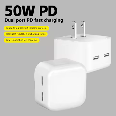 USB Type C Charger 50W Dual PD Portable USB C Charger Support Type C PD Fast Charging For IPhone 15 