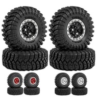 4pcs 70mm 7mm Hex 1.3" Metal Beadlock Wheel and Tire for 1/18 1/24 FCX24 FCX18 FCX24M TRX4M SCX24 AX
