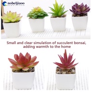 NOBELJIAOO Artificial Plants with Pot Simulation Succulents Mini Bonsai Potted Placed Green Fake Pla