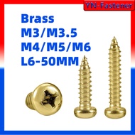 H68 Brass Cross Round Head Self-Tapping Copper Screws Furniture Self-Tapping Wood Screws M3/M3.5/M4/