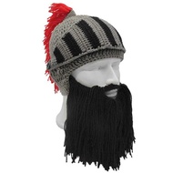 Wig Beard Hat Creative Funny Knitted Hat Handmade Winter Roman Hat Knight Hat Helmet Hat