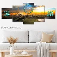 Jumbo Mosque Clock Kaaba Mecca 100X40 Multi Panel Cheap Islamic Clock/ Makkah Medina Large Room Wall