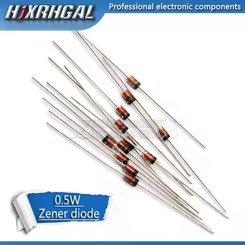 100pcs 0.5W Zener diode 500MW DO-35 1/2W BZX55C 2.4V 2.7V 3V 3.3V 3.6V 3.9V 4.3V 4.7V 5.1V 5.6V 6.2V
