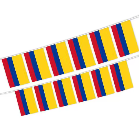 Aerlxemrbrae 20pcs/set 14cmx21cm One Rope Colombia Buntings Stream BannerString Colombia Banner Flag