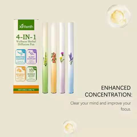 Herbal Diffuser with Mullein/Thyme/Mints Guarana/Green Tea Natural Energy Boost Clear Breathing Supp