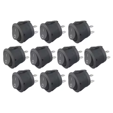 10PCS 12v Round Rocker Switch ON/OFF 2 Pin SPST Snap-in Toggle Switch ON Off 6A 250V Camper Van Cara
