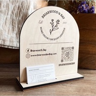 QR Code Wooden Sign Custom | QR Stand Wooden | QR Signage | Social Media Sign Wooden | Aesthetic QR 