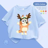 Tawaran istimewa children's T-shirts [Bluey Bluey] Cotton 100 Top Kid T Shirt non-fading unsiex #66