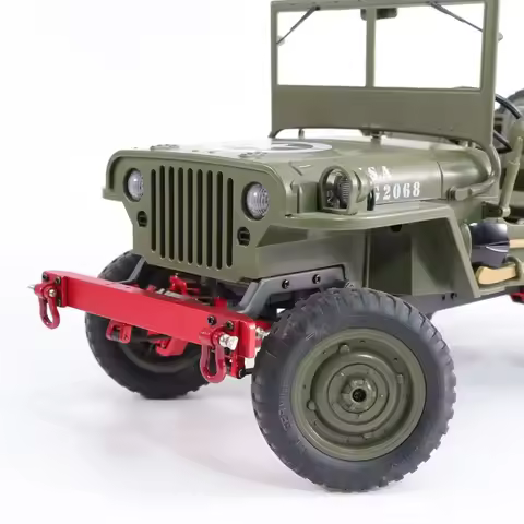 JJRC Remote Control Car 1/10 Scale Willys Jeep Aluminum Alloy Front Bumper Upgrade Parts With Tow Ho