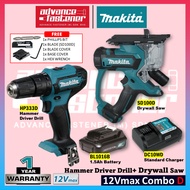 Super Value Makita 12Vmax Cordless Combo D ( HP333DZ Cordless Hammer Driver Drill + SD100DZ Cordless Drywall Saw )