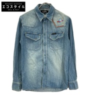 Hysteric Glamour 0213AH06 Vintage-processed embroidered Western denim shirt, size S [Used]