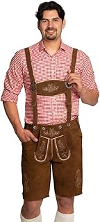Short Lederhosen Flachau with Suspenders 100% Bovine Leather Dark Brown Real Leather Pants Man for O