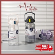 Dodge Botol Air Viral with Straw 1000ml Clear 1500ml Frost Design Tritan BPA-Free Plastic Water Bott