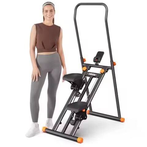 Foldable Stair Stepper Machine for Home Gym - Vertical Stair Climber with Adjustable Handlebar Pedal